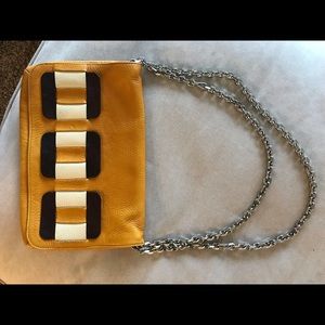 Orla Kiely leather handbag with chain strap.